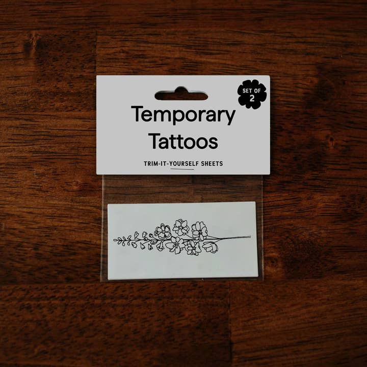 Saint Tattoos - Vendita all'ingrosso Tatuaggi temporanei - Fiore della nascita di luglio - Tatuaggi temporanei Delphinium2