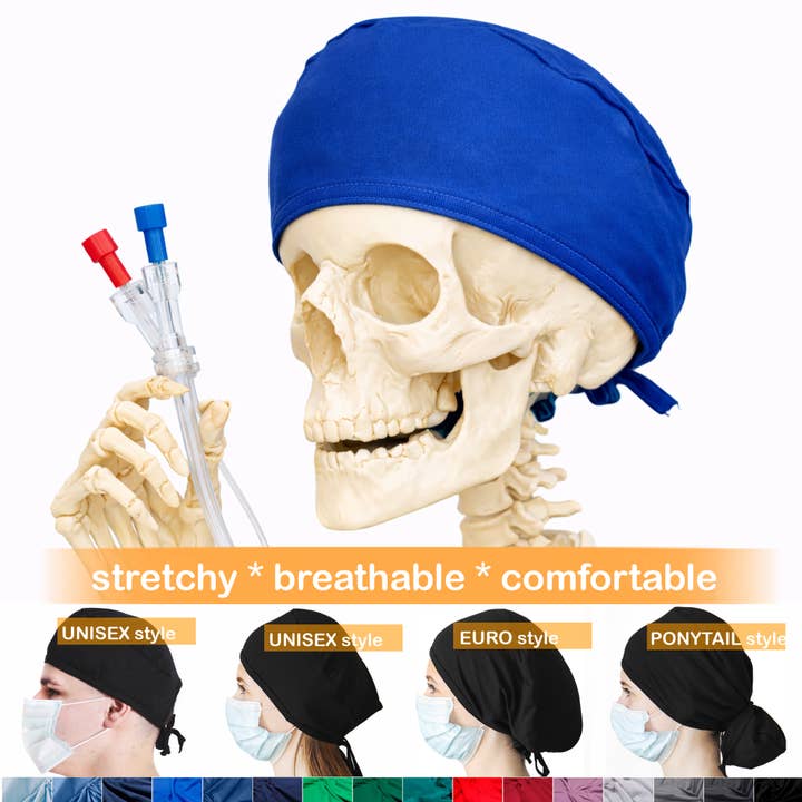 Royal Blue Scrub Cap for Medical Professionals – Breathable Cotton Surgical Cap, Unisex OR Hat with Ties for wholesale by Bestscrubcap