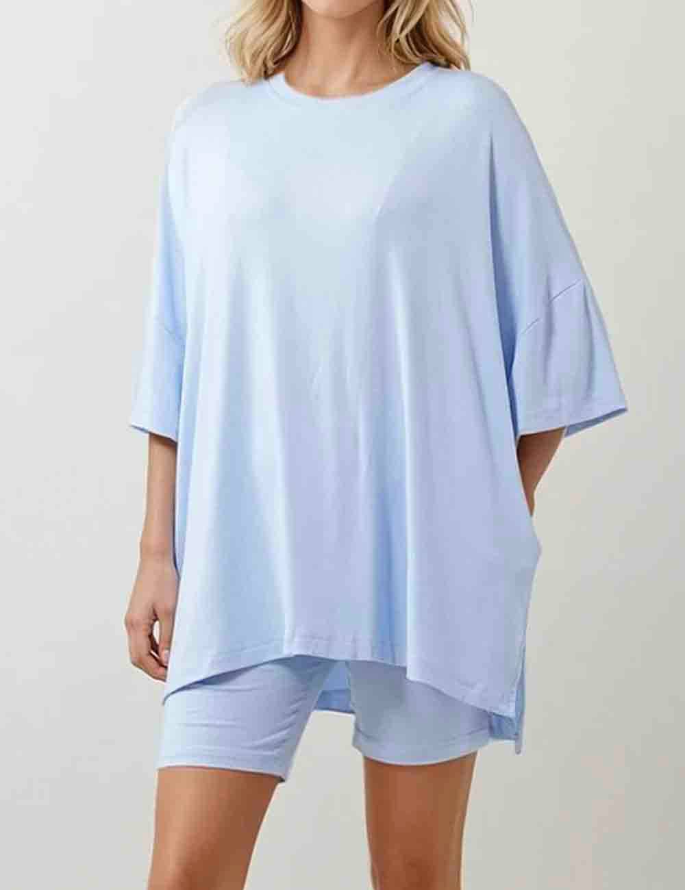 Sweetkama - Wholesale Lounge Set - Women's - Ladies Loose Top and Shorts 2PCS Casual Tee Set SKST2312913