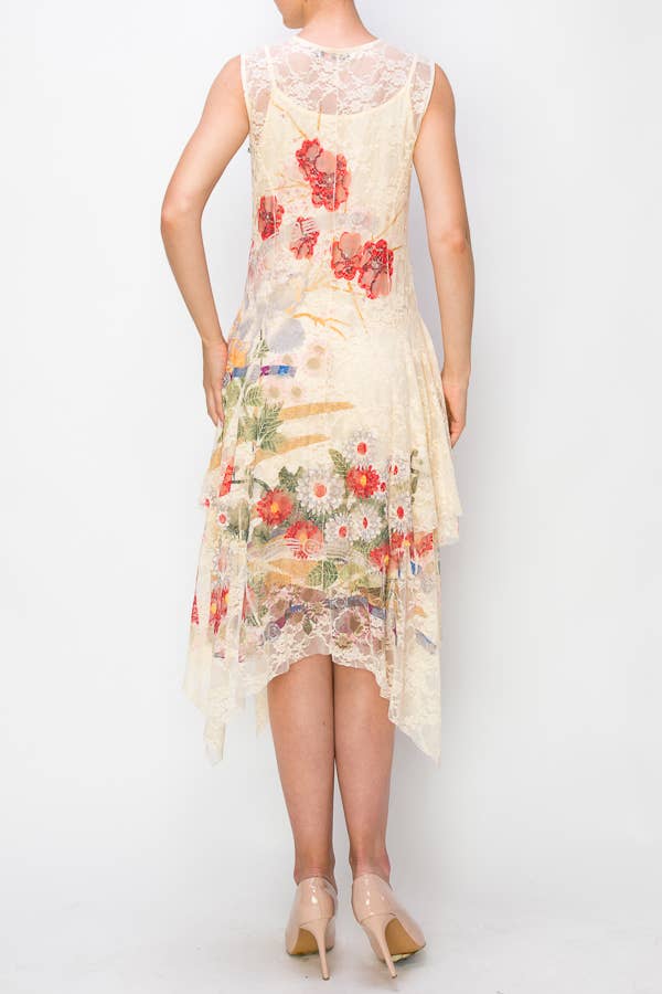 J FL Robe midi en dentelle sans manches fantaisie avec combinaison amovible - 46-4609 BG/J FL en vente sur Faire3