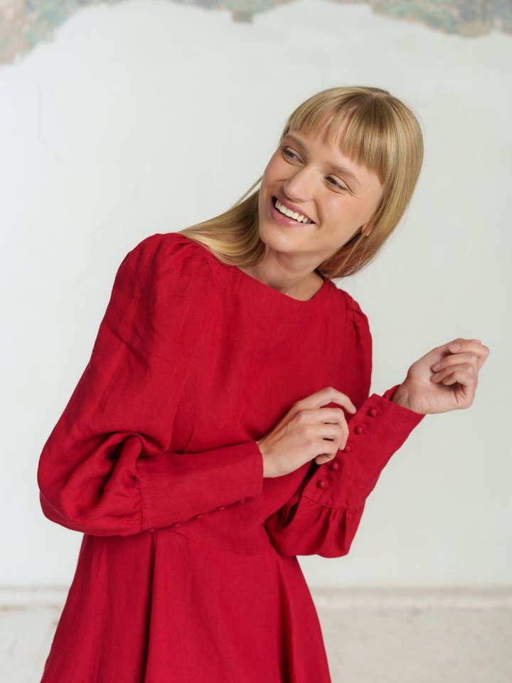 Red Poppy Hawthorn Dress, Long Sleeve for wholesale on Faire3