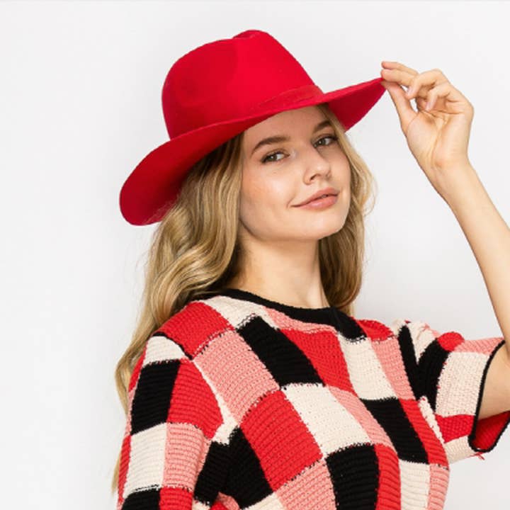 Red Premium Wool Pencil Brim Hat -Red for wholesale on Faire9