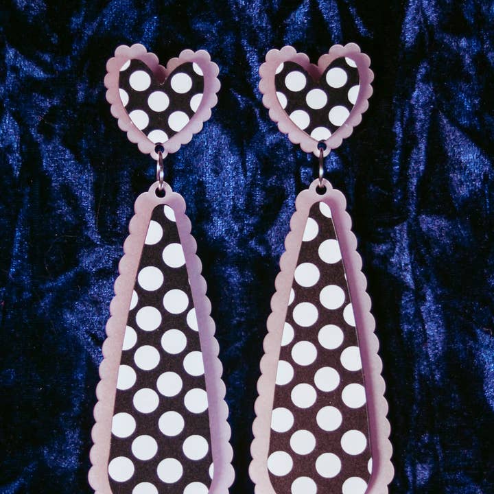 Fairly Odd Shop - Wholesale Dangle Earrings - Scalloped Drips - Polka Dots0