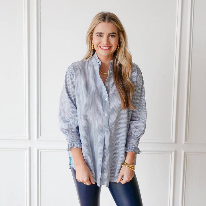 Kimberly Top Forest Stripe for wholesale by Caryn Lawn