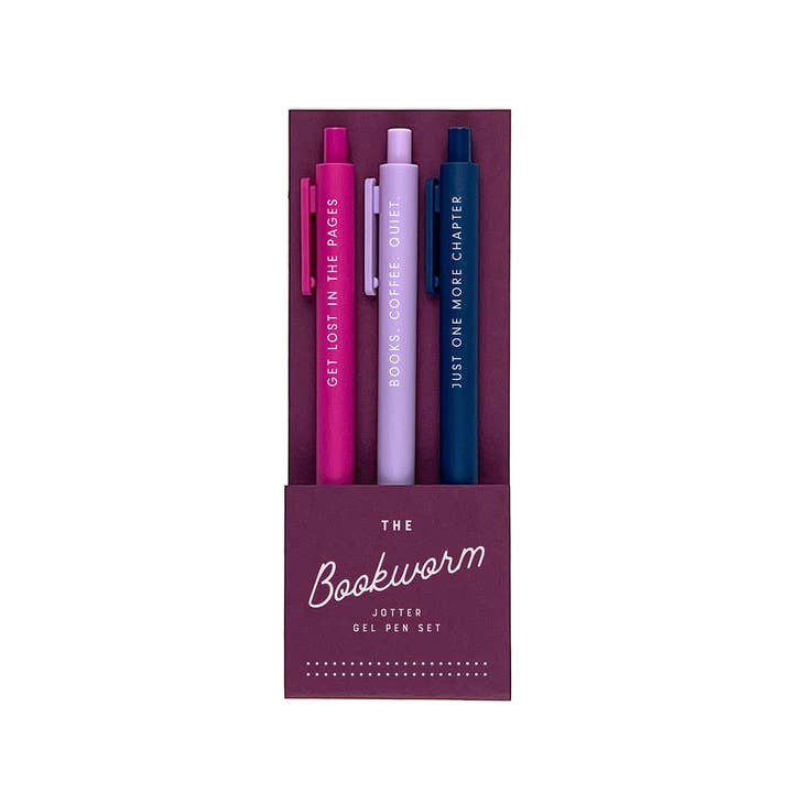 The Bookworm Jotter Gel Pen: Set of 3 for wholesale by Ruff House Print Shop