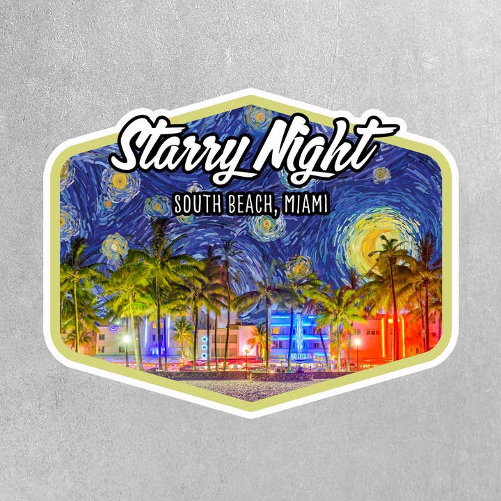 Starry Night South Beach Miami Sticker for wholesale by Real Cool Stickers & Stuff