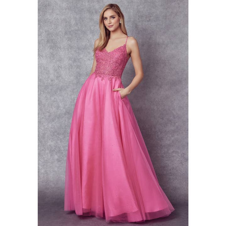 Juliet - Wholesale Gown - Women's - EMBROIDERED SPARKLE TULLE AND STONES ACCENTS PROM BALL GOWN2