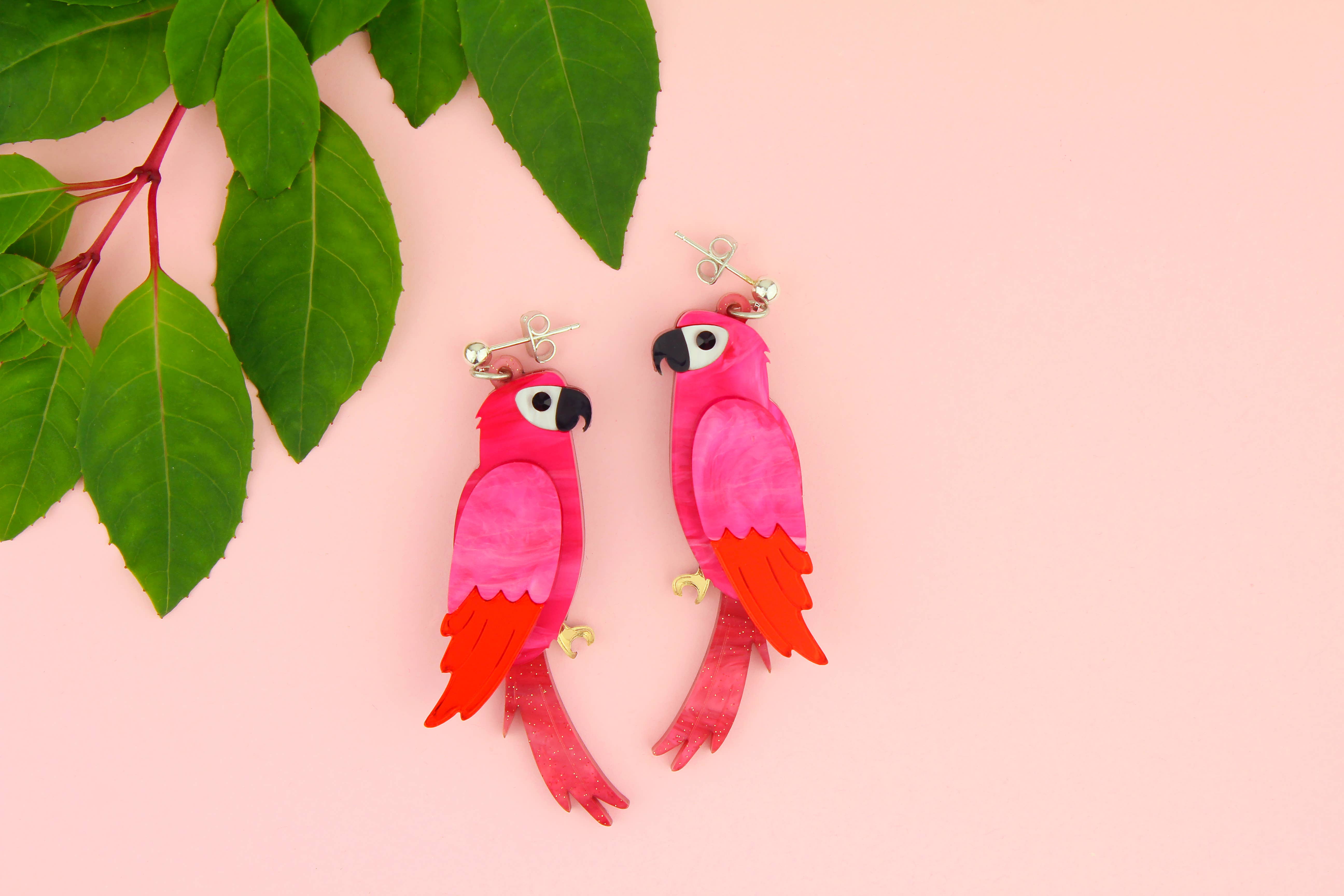 Little Moose - Wholesale Dangle Earrings - Red Parrot Earrings