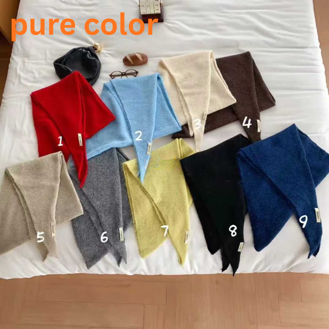 LadyJuneAccessories - Vente Écharpe – femme - Écharpe Triangle en Tricot Doux – Style Coréen Confortable et Chic11
