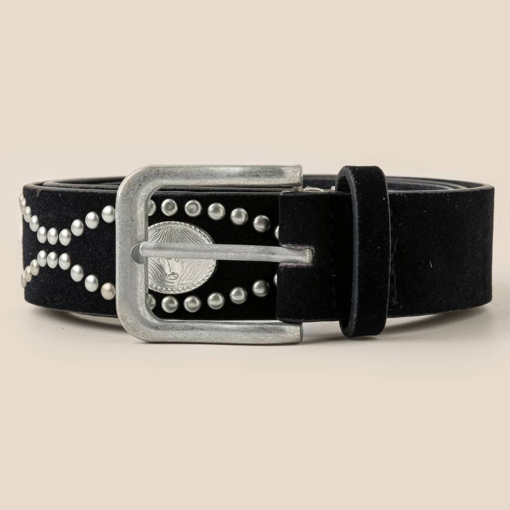 Anarchy Street - Venta al por mayor Cinturón - Mujer - Cinturón de cuero vegano con patrón occidental tachonado5