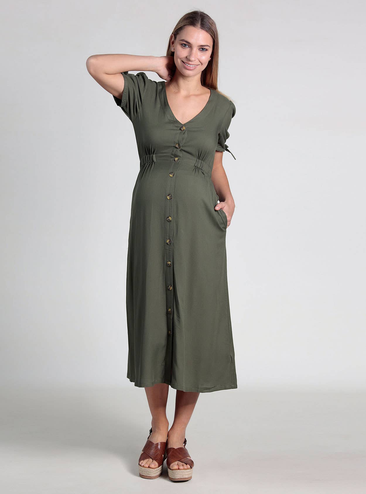 Ohma Barcelona - Wholesale Dress - Maternity - Nursing Dress With Knots On Sleeves1