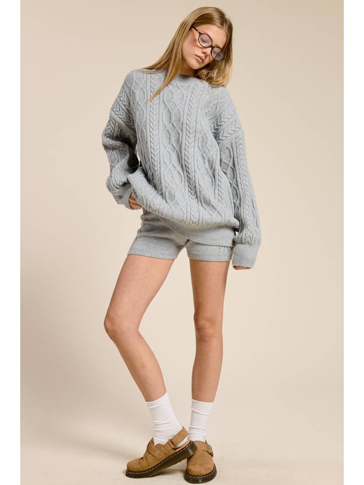 Mimosa - Wholesale Top & Short Set (NOT Loungewear) - Women's - Cable Knit Sweater and Shorts Set19