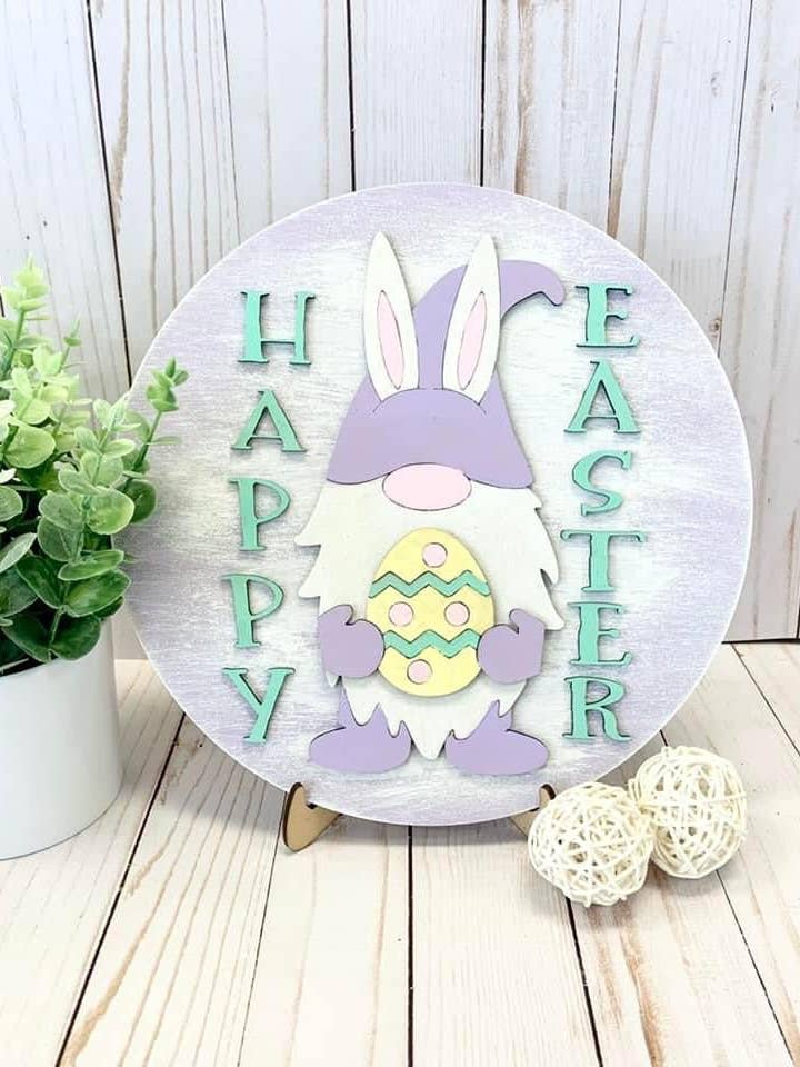 DIY Happy Easter Gnome Sign Board Bix for wholesale by LivaBella Designs
