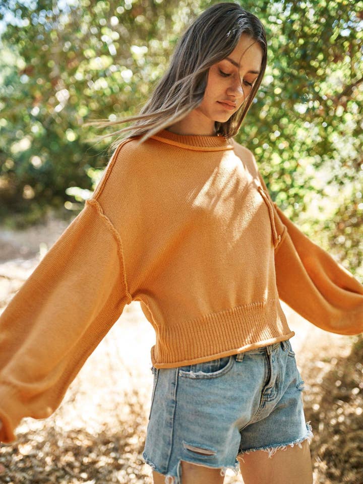 Tan Round Neck Sweater for wholesale on Faire4