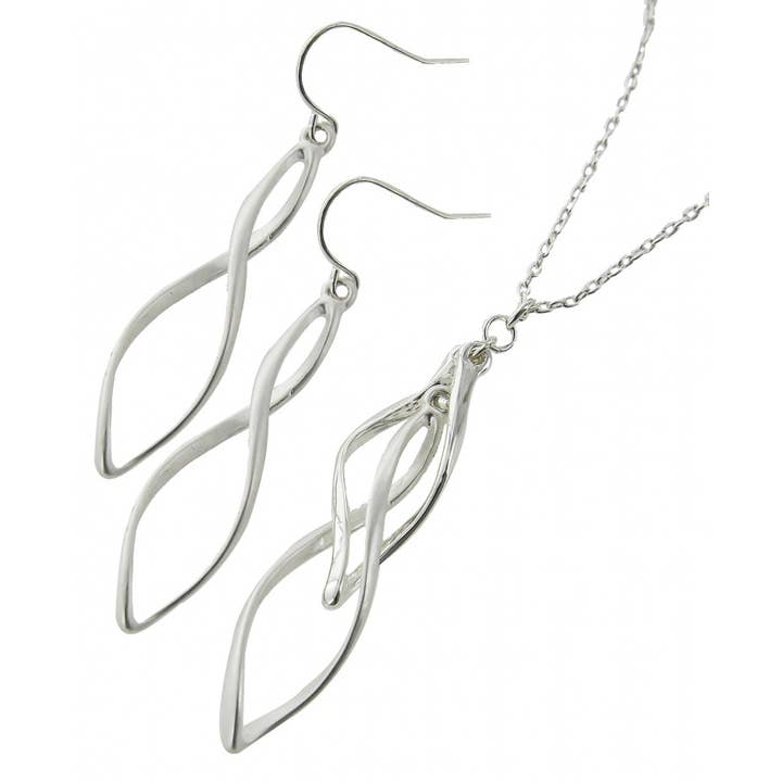 0011 PREMIERE – wholesale Jewellery set – FR6171 Matte Silver_Silver Slim Two Layered Twisted Wave Set