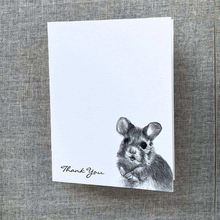 Mouse Thank You Card for wholesale by Emer McCourt Animal Art