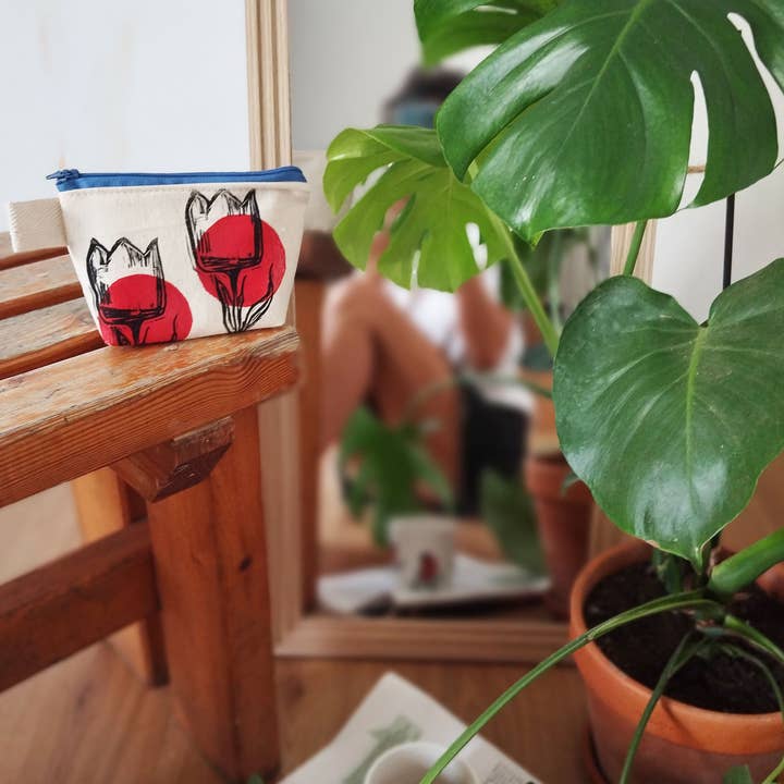 The Ink Job - Wholesale Pouch - Women's - Red Tulip Canvas Pouch1