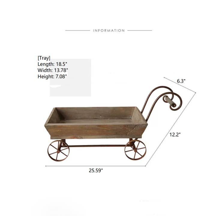 Rustic Reach - Wholesale Planter Box - Small Decorative Wooden Wagon Flower Cart9
