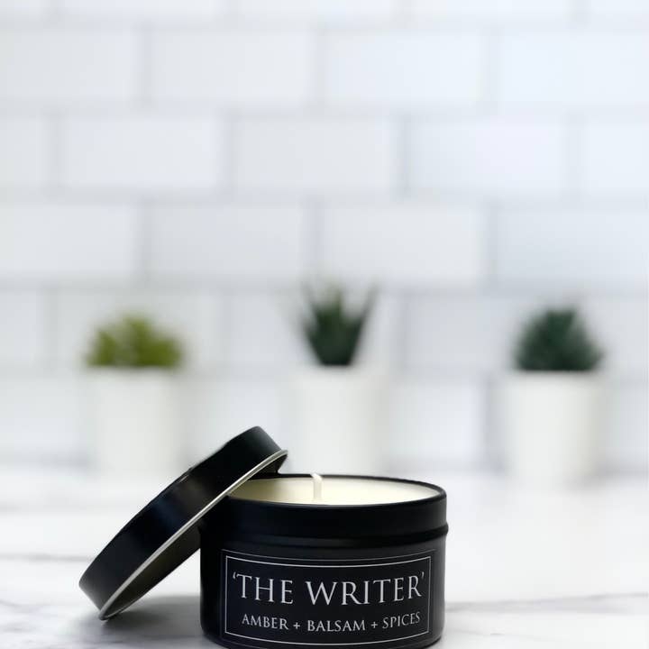 Fly Paper Products - Wholesale Travel Candles - The Writer 4oz Candle Amber + Balsam + Spices4