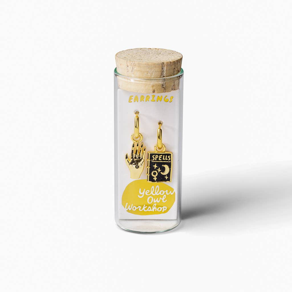 Yellow Owl Workshop - Wholesale Dangle Earrings - Mystic Spells Hoop Earrings - Gold Witchy Statement Jewelry2