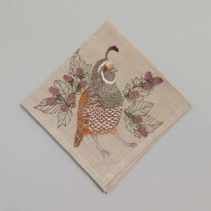 Serviette zum Abendessen mit Wachtelmotiv für den Großhandel von Coral & Tusk