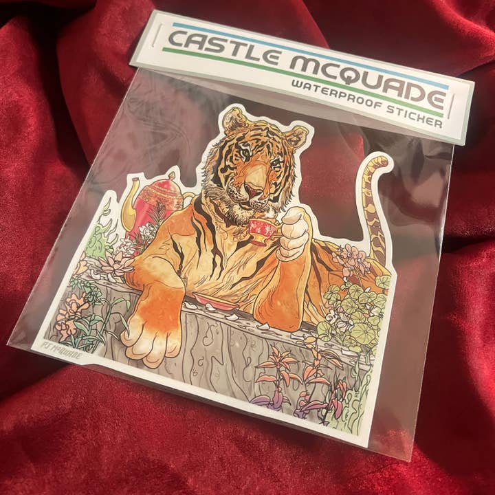 Castle McQuade - Wholesale Sticker - TIGER DRINKING TEA Waterproof STICKER3
