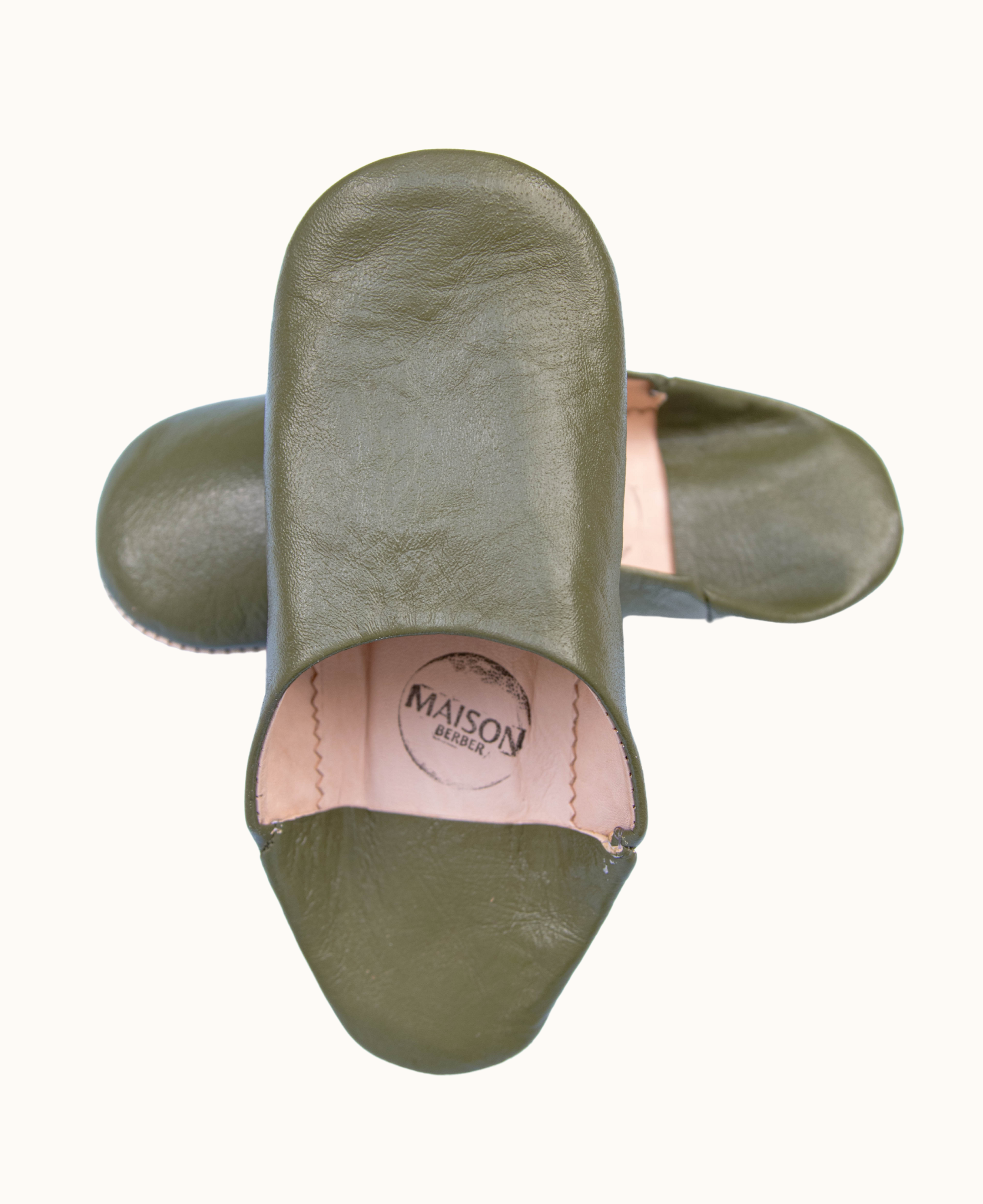 Maison Berber - Venta al por mayor Zapatillas para casa - Mujer - Zapatillas Babouche Marroquíes de Cuero para Mujer - Oliva0