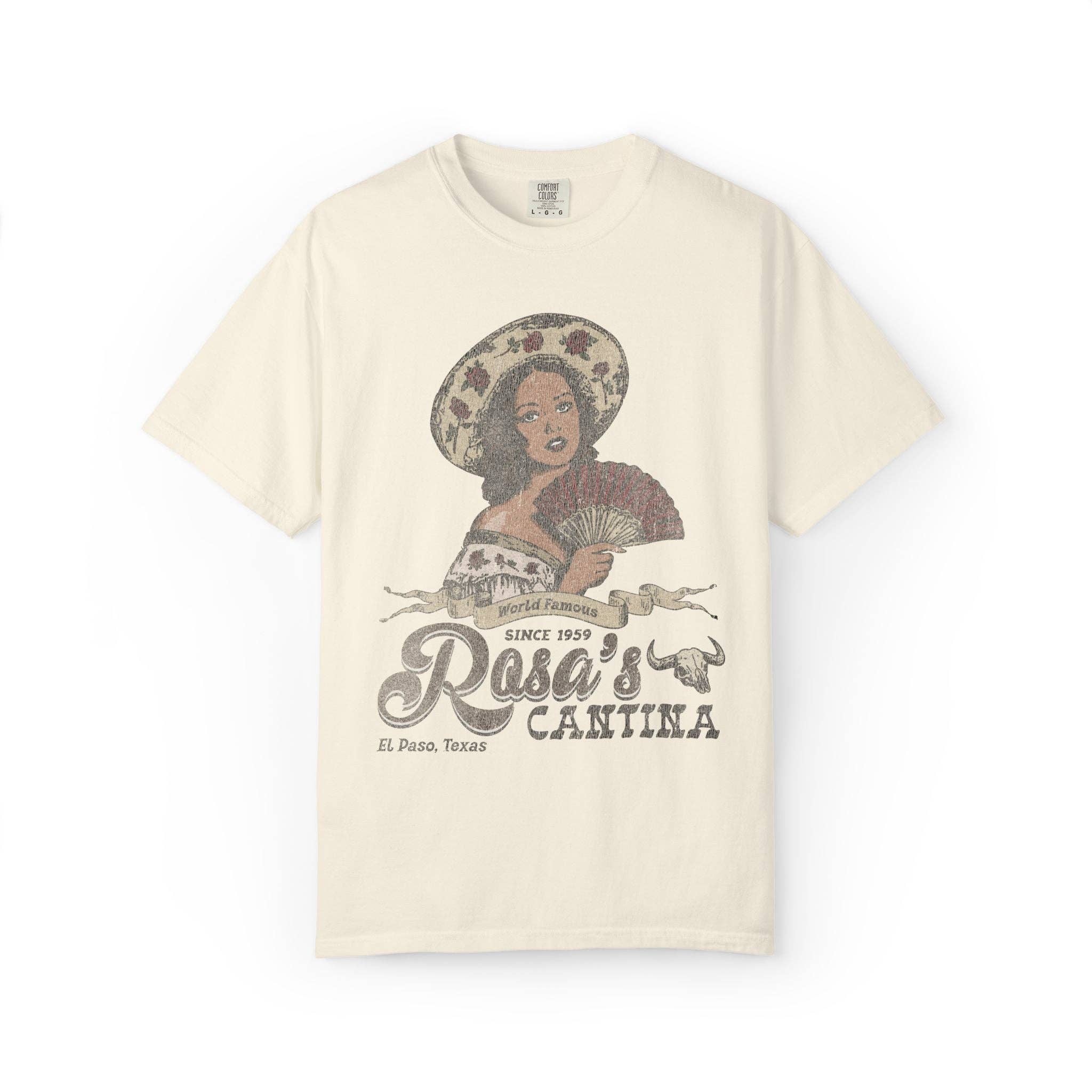 KILLER RETRO - Wholesale Screen Printed T-Shirt - Unisex - Rosas Cantina Vintage Western  Graphic Tee4