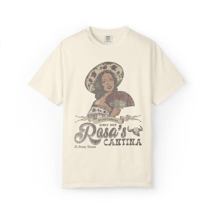 KILLER RETRO - Wholesale Screen Printed T-Shirt - Unisex - Rosas Cantina Vintage Western Graphic Tee4