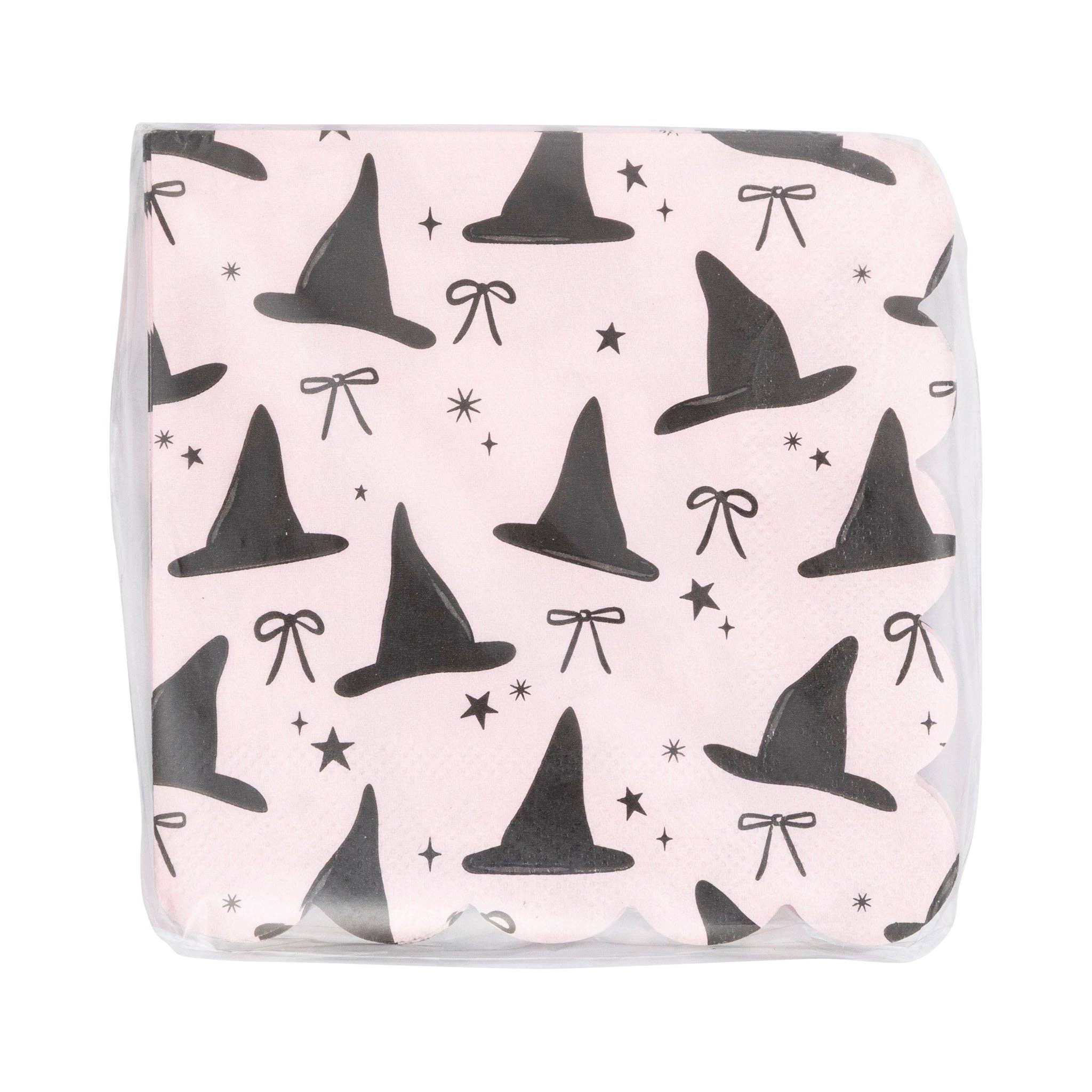 My Mind’s Eye – Guardanapo descartável por atacado – PLNP1247 - Guardanapo de Cocktail com Chapéus de Bruxa e Borda Ondulada2
