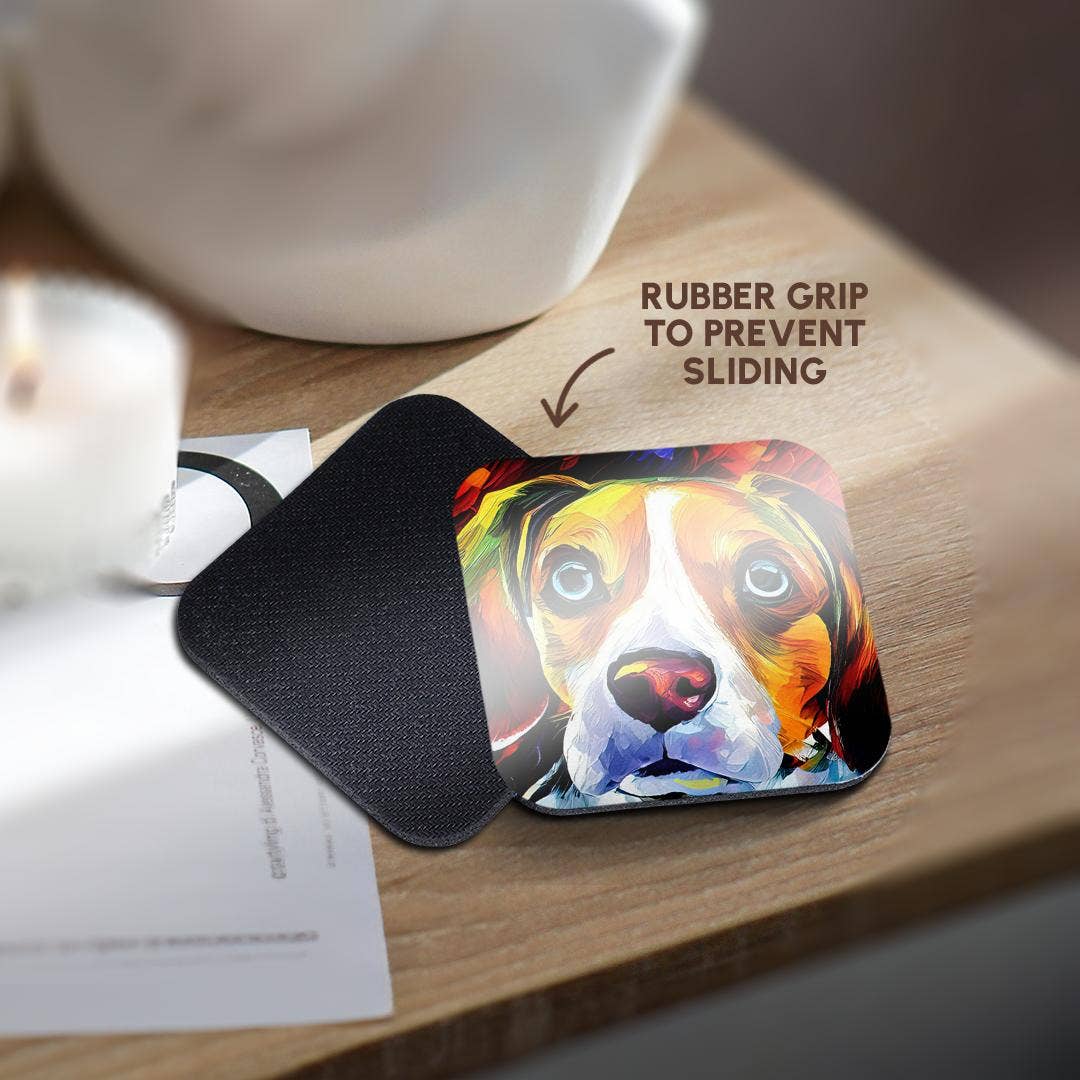 3dRose – Großhandel Untersetzer – 3dRose, Gesichtsporträt eines liebenswerten Beagle-Hundes. Familienfreundliches Geschenk oder Glücksbringer, Untersetzer.10