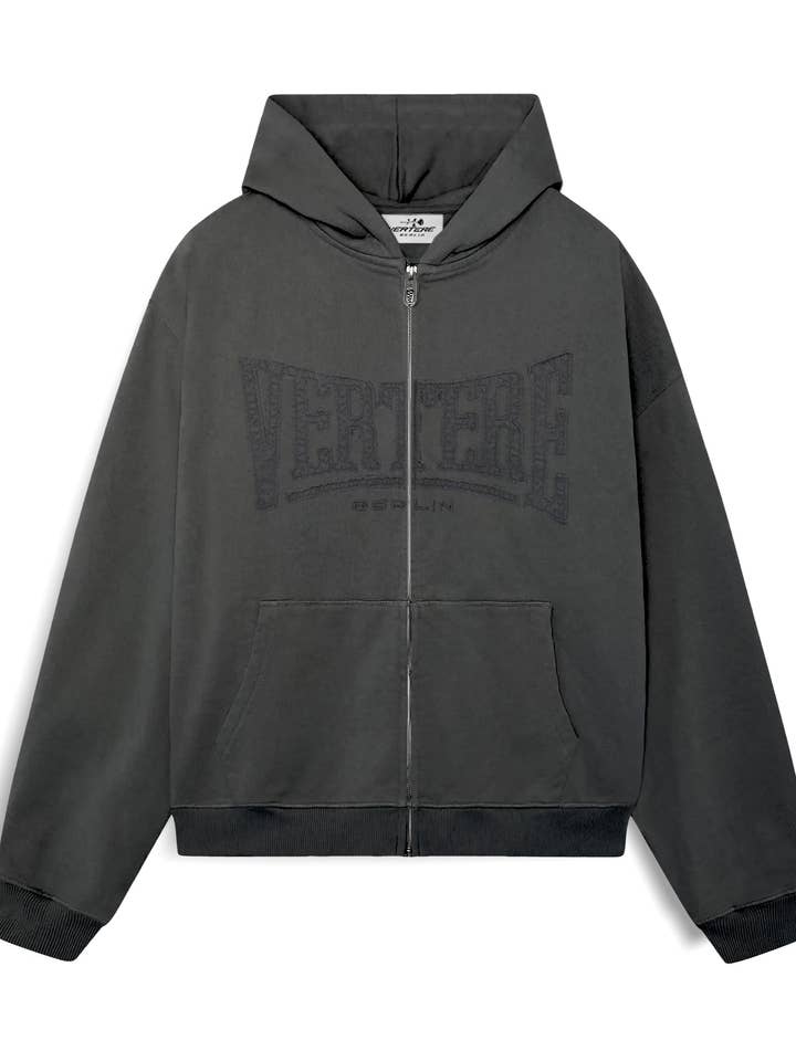 UPPERCUT PATCH ZIP HOODIE - WASHED BLACK for wholesale on Faire0