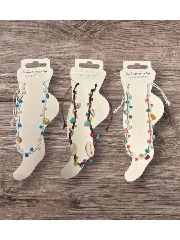 Tiny Shell With Beads Anklet for wholesale by DK Hawaii