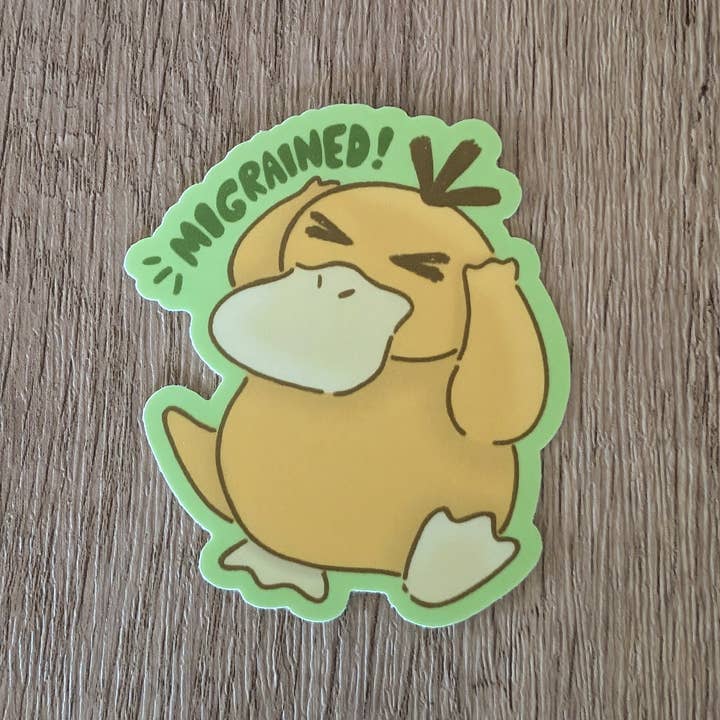 Sadsquatch - Wholesale Sticker - Psyduck Migraine - Cute Pokémon Nintendo Game Vinyl Sticker