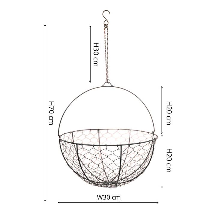 Ivyline – wholesale Hanging planter – Outdoor Hanging Wired Netted Basket H40cm D40cm