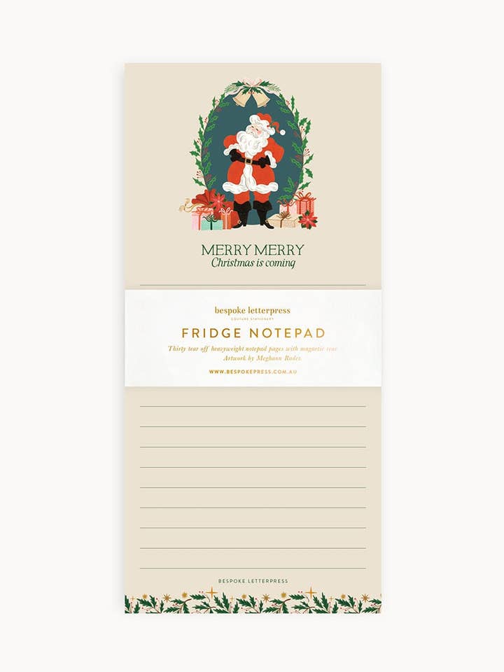 Christmas is Coming Shopping List DL Notepad for wholesale by Bespoke Letterpress