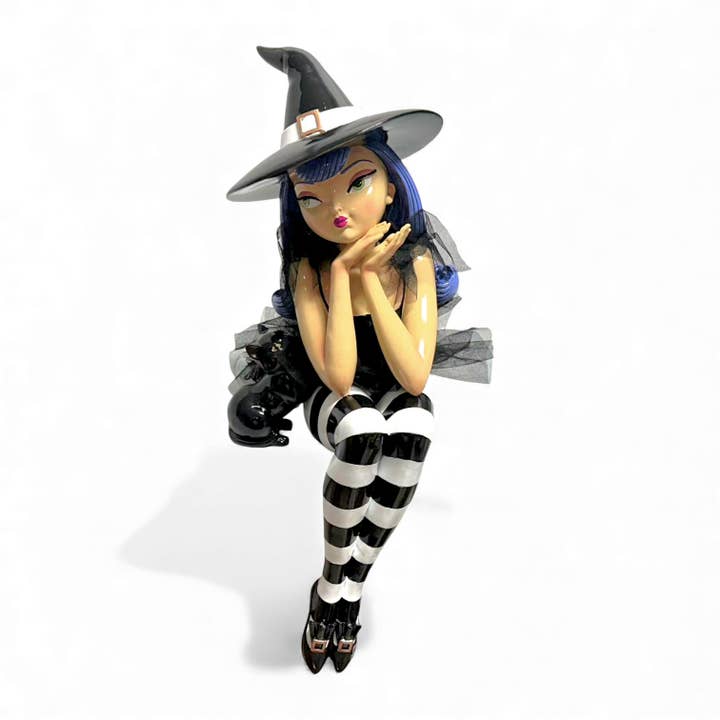 23in Purple Hair Shelf Sitting Witch for wholesale by December Diamonds