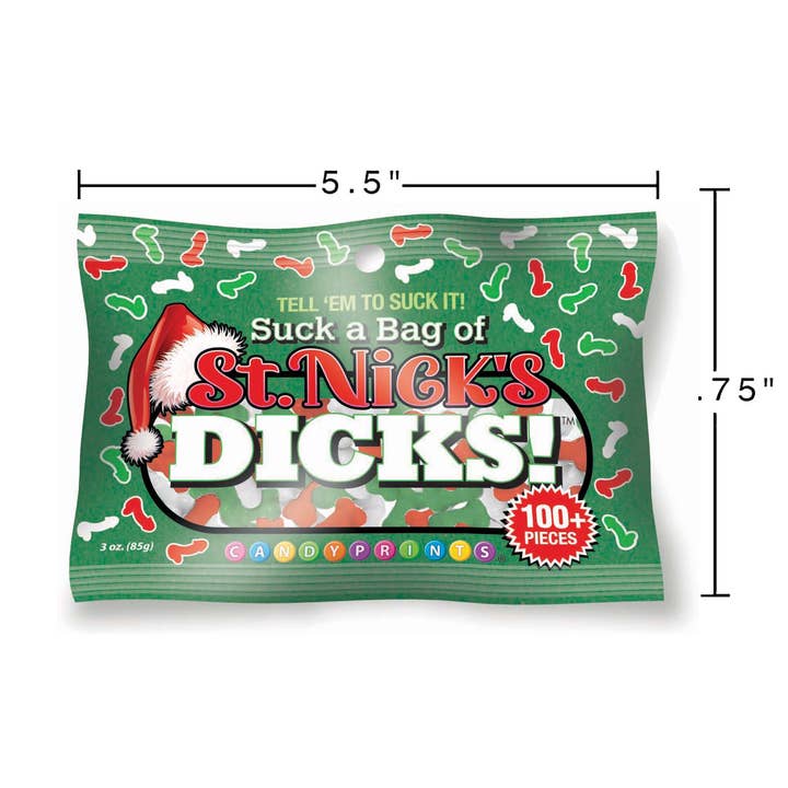 Little Genie Productions - Wholesale Gag Gift/Novelty Gift - Suck a Bag of St. Nicks Dicks Candy - 3oz Bag