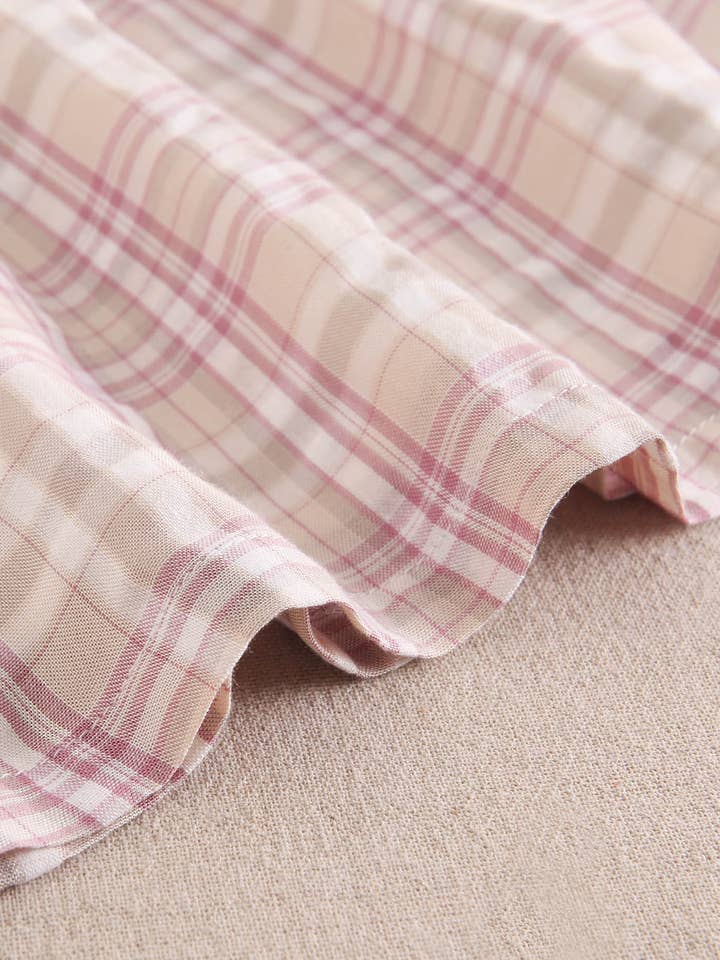 Dadati - Wholesale Dress - Kids - Sleeveless plaid girl's dress with Peter Pan collar