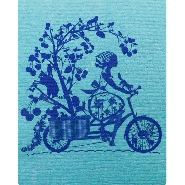 Eco-Friendly Bicycle Girl Swedish Dishcloths (4 Options) for wholesale by Blue Platypus