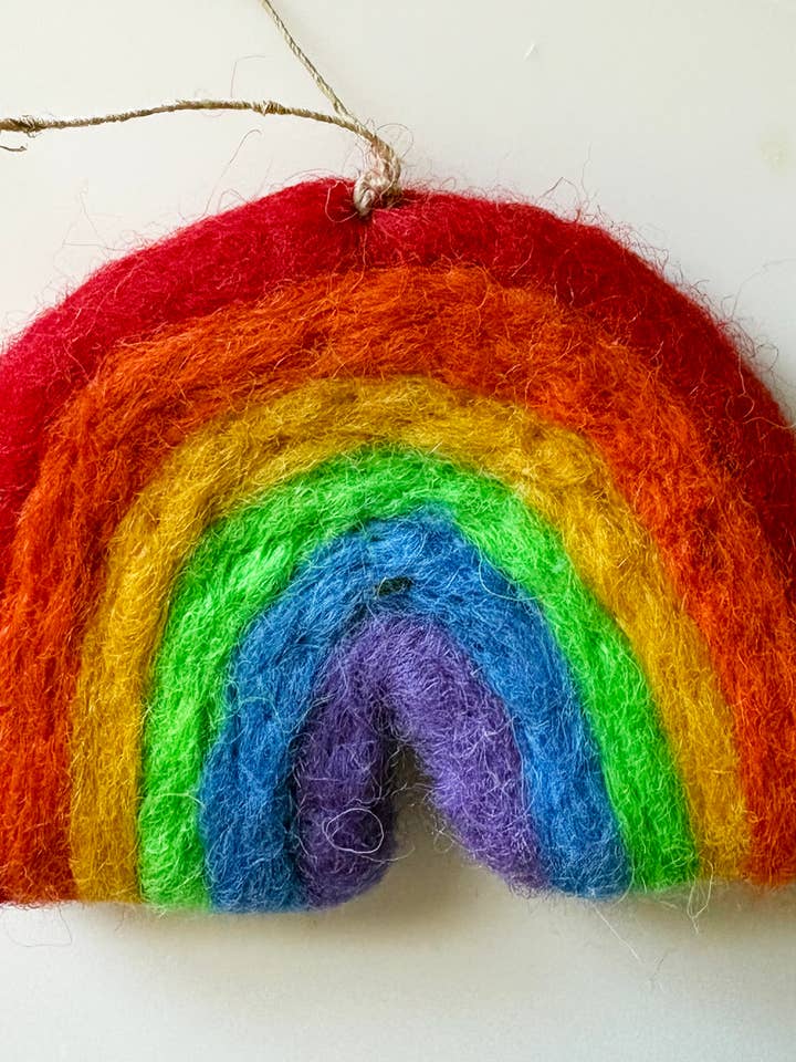 Handmade Felt "Happy Rainbow" ornament for wholesale by cerruti home