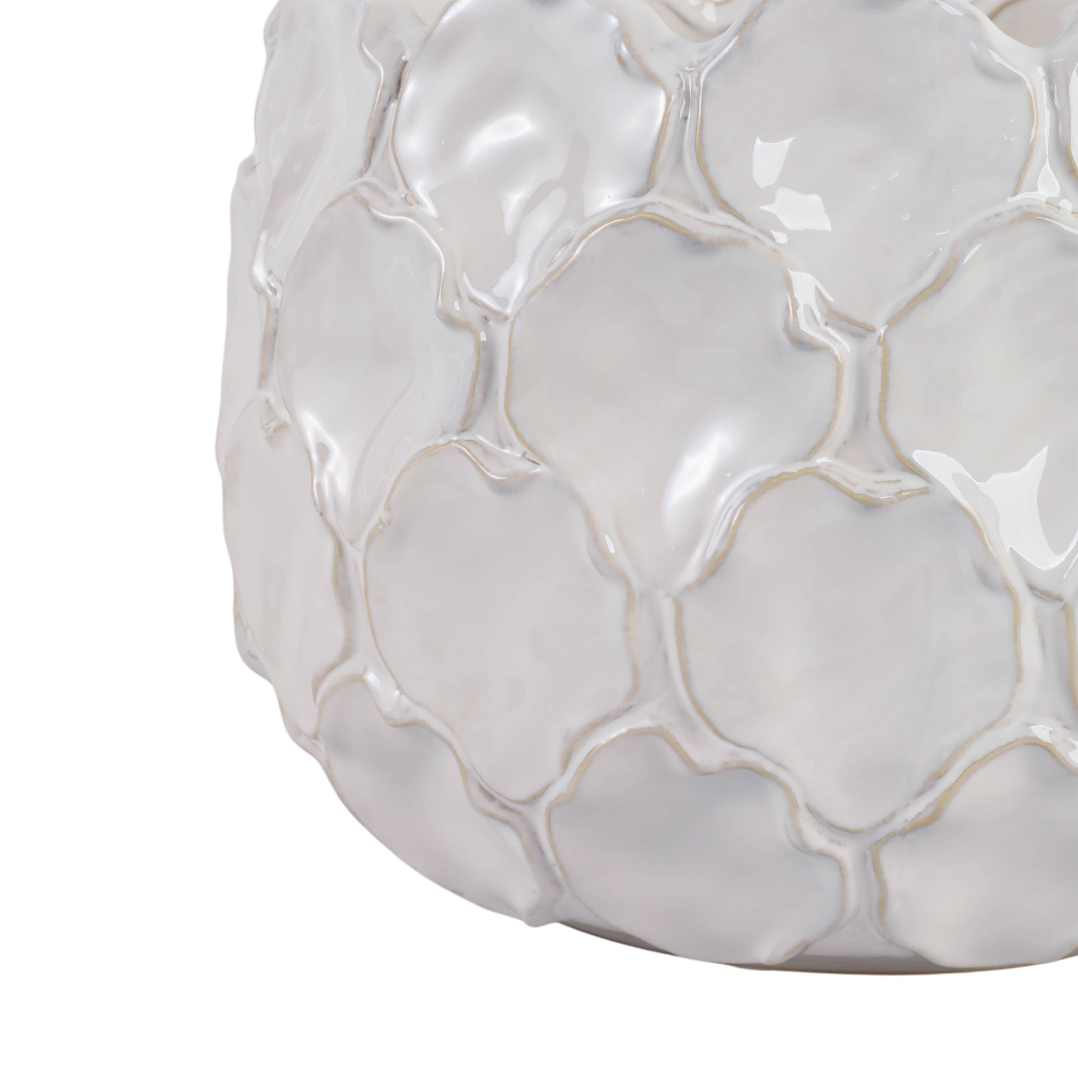 Sagebrook Home - Wholesale Plant Pot - Planters Set of 3 - White Ceramic Cloudy Petal, 9/12/15 in.8