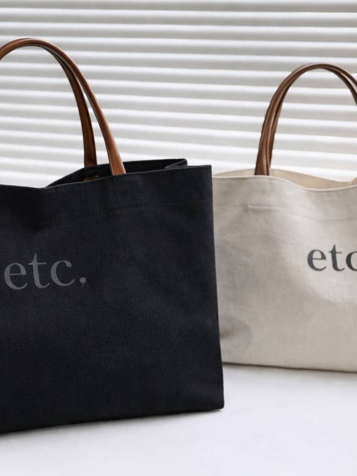 Etc. Tote Bag – Borsa capiente quotidiana in tela, colore crema per la vendita all'ingrosso da parte di PRIV Collections