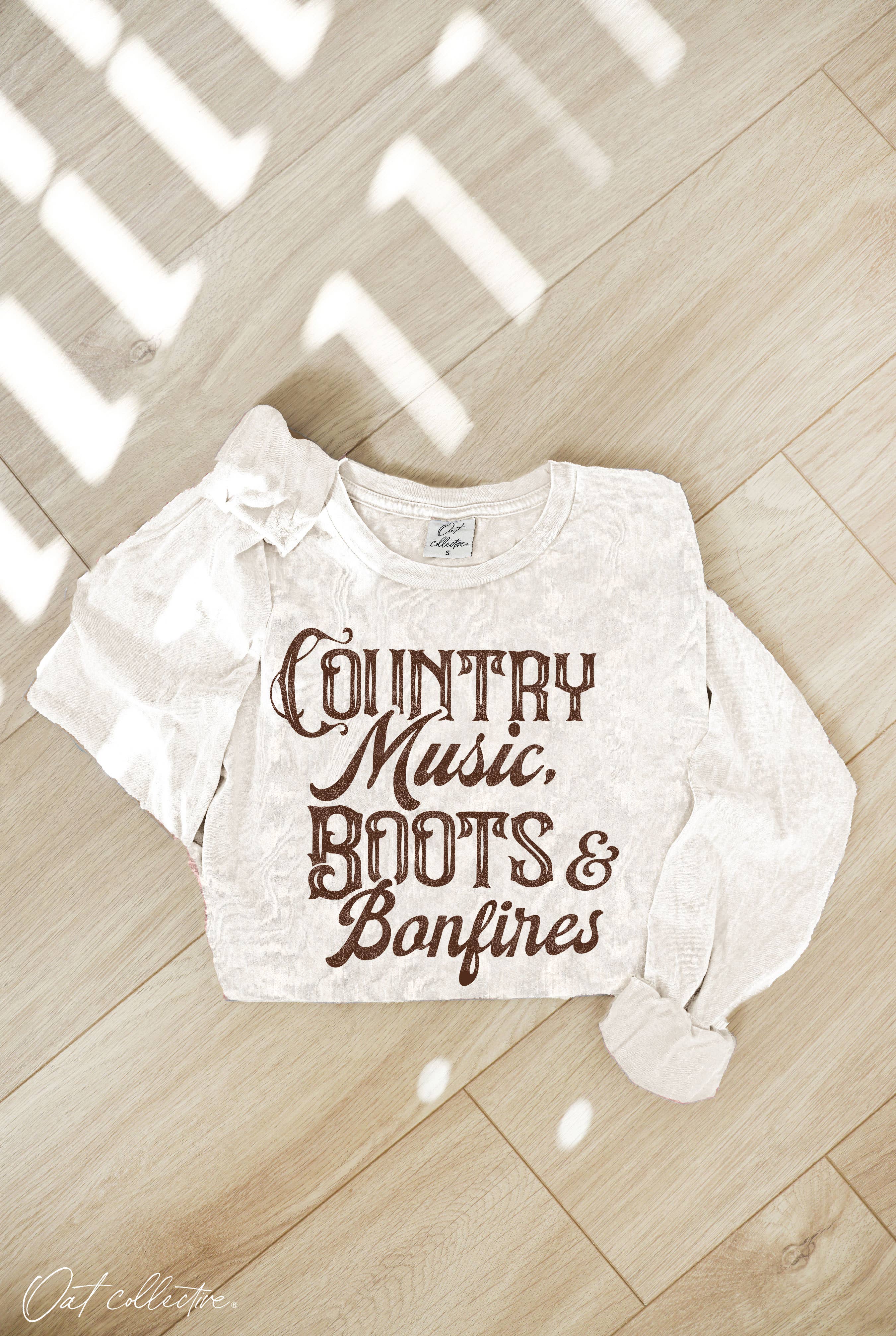 OAT COLLECTIVE - Wholesale Screen Printed T-Shirt - Women's - COUNTRY MUSIC  Mineral Washed Long Sleeve Graphic2