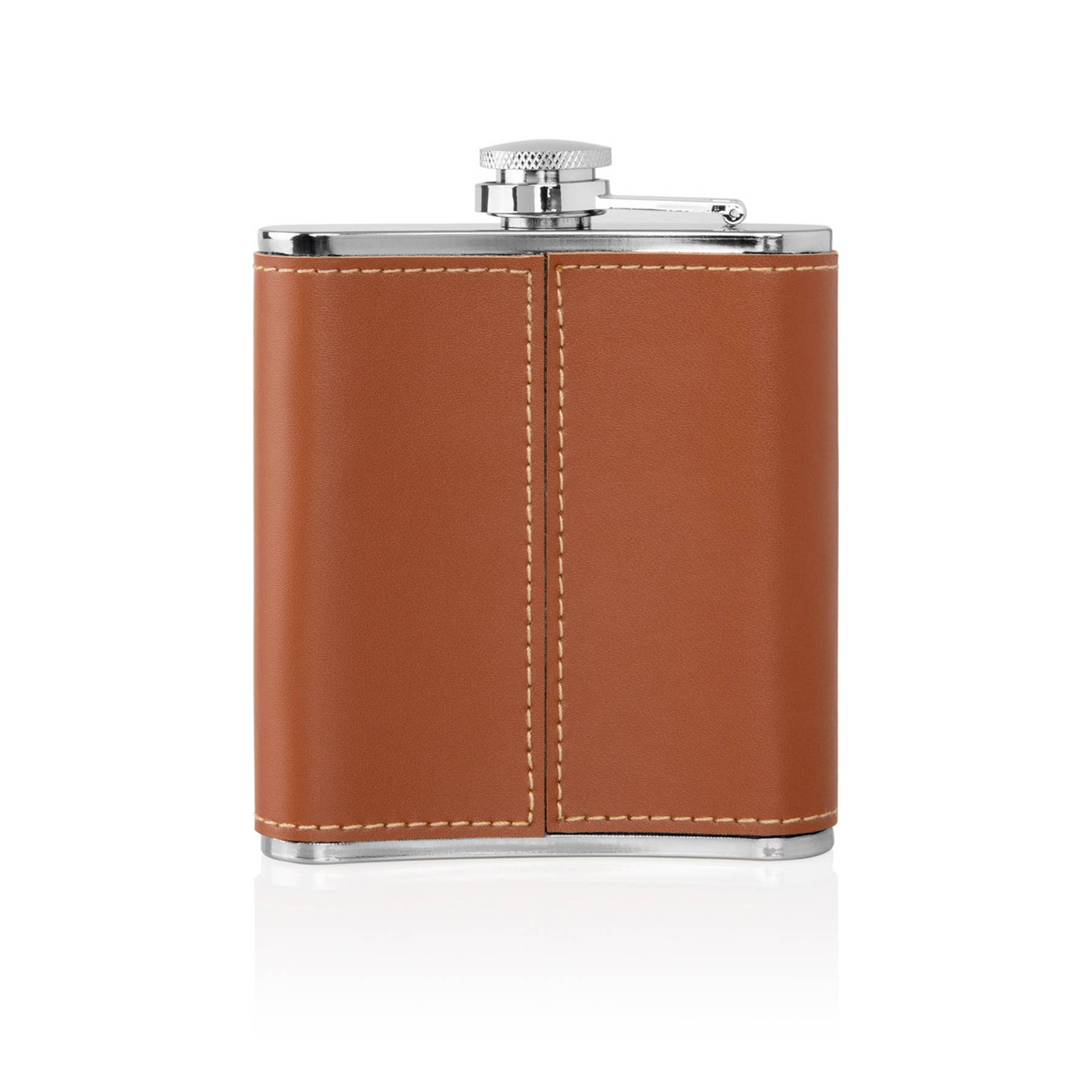 Beau-Coup - Wholesale Flask - Stainless Brown Leather Flask Set2