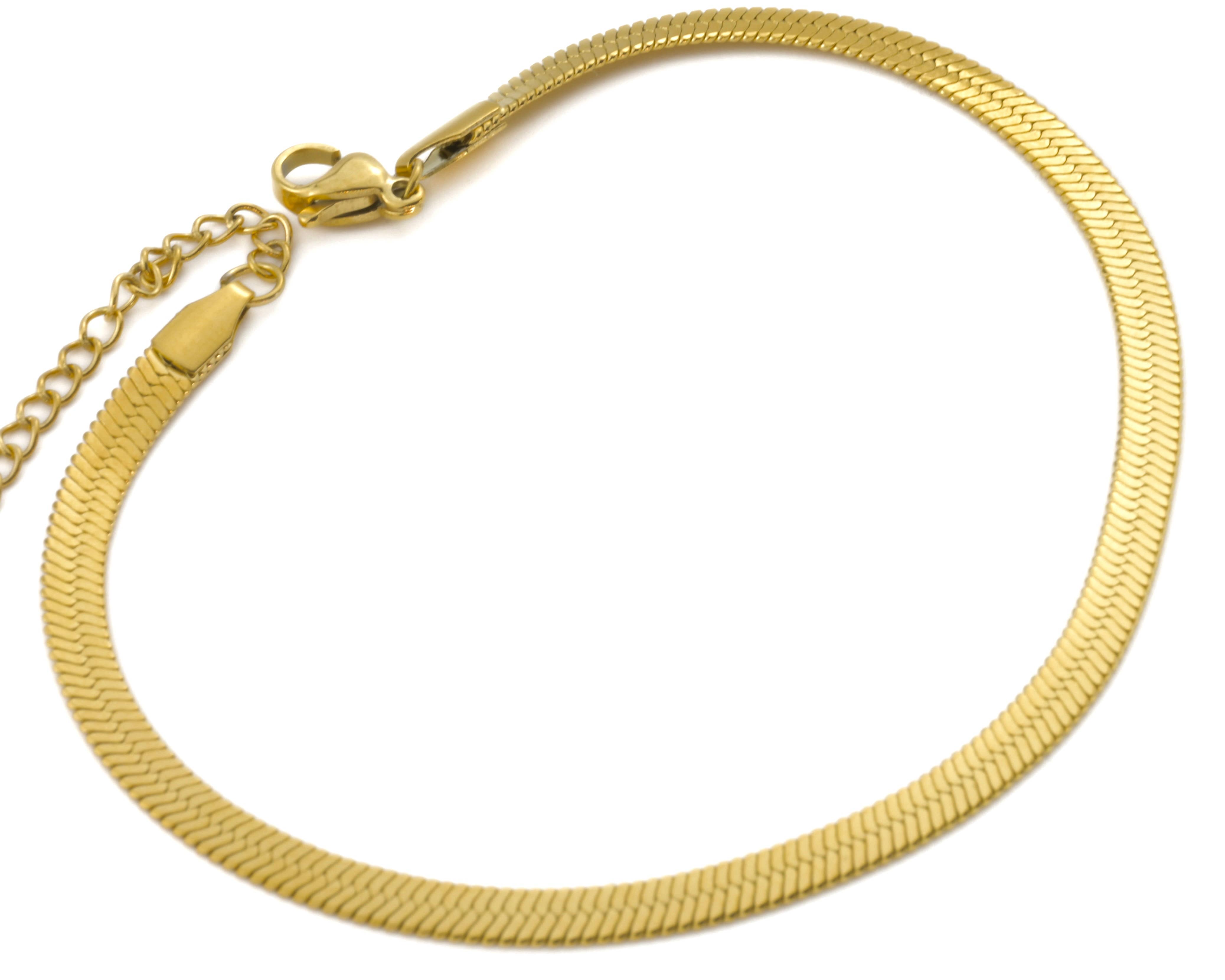 Blueyejewelry - Wholesale Anklet - Gold Herringbone Anklet - Stainless Steel Snake Chain Anklet7