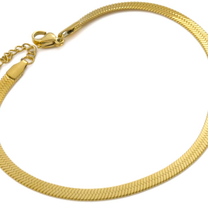 Blueyejewelry - Wholesale Anklet - Gold Herringbone Anklet - Stainless Steel Snake Chain Anklet7