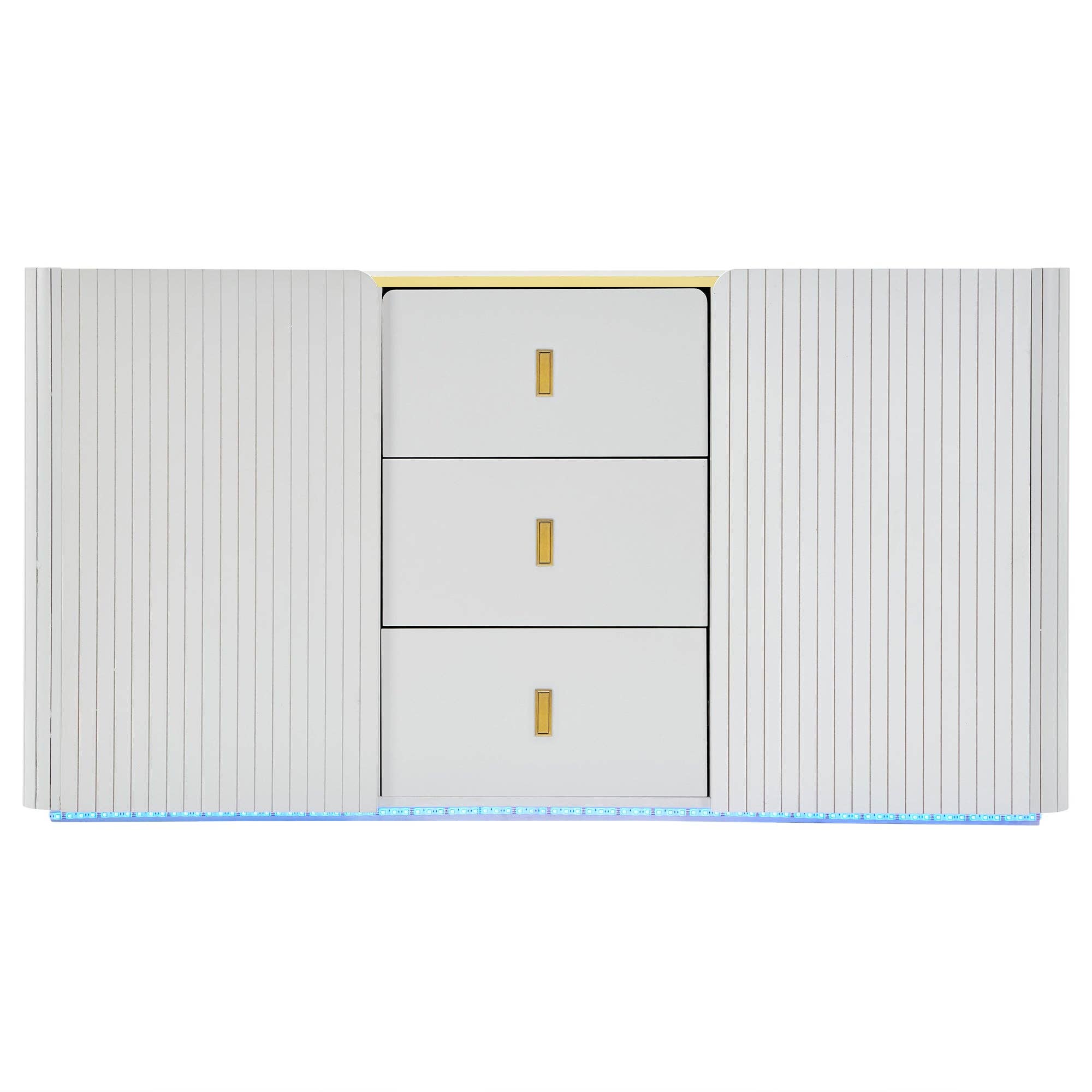 Urban Meuble – Aparador por atacado – Buffet branco elegante 2 portas, 2 gavetas com iluminação LED 150*35*80cm KRAUDREL48