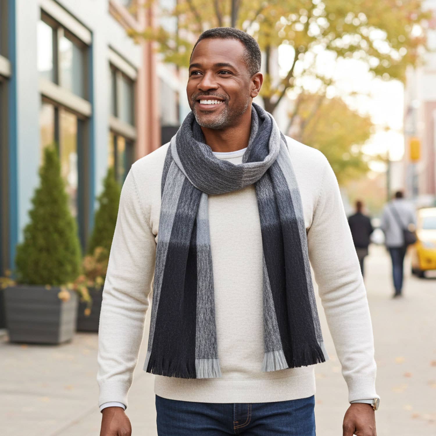 Shupaca Alpaca – Engroshandel Tørklæde - Unisex – Alpaca ternet halstørklæde - stål2