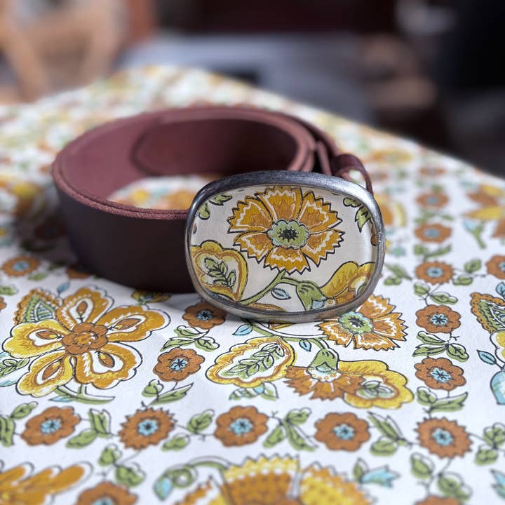 joeyfivecents - Wholesale Belt Buckle - Women's - Belt buckle -vintage earthy flowers neutral 70's botanicals 3